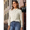 Allegra K Women's Point Collar Long Button Sleeve Button Down Floral Shirt - 2 of 4