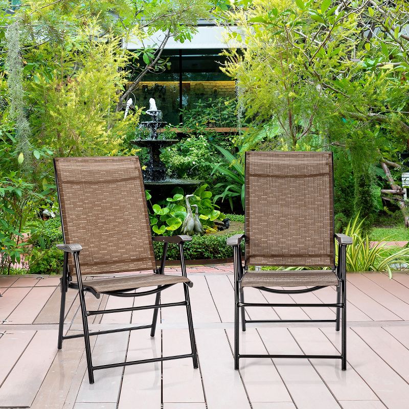 Tangkula Caming Chair Outdoor Folding Chair Garden Yard W/Armrest & Backrest, 3 of 10