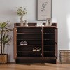 GDFStudio Hahn Modern Wooden Shoe Storage Cabinet with Adjustable Shelves and Breathable Louver Doors - 4 of 4