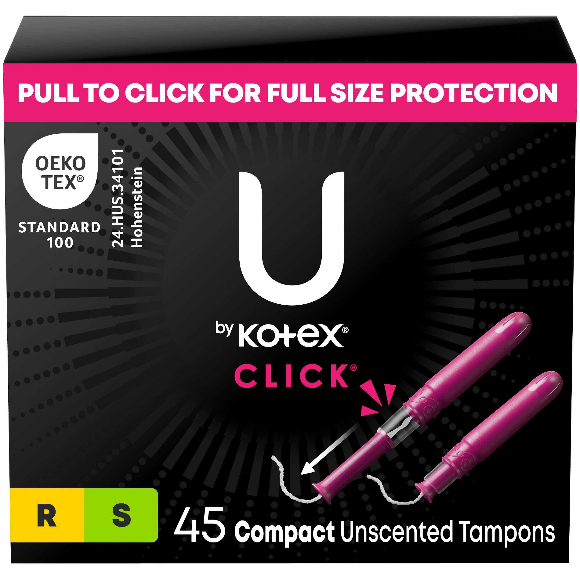 U by Kotex Click Tampons - Multipack - Compact Tampons - Regular/Super Absorbency - Unscented