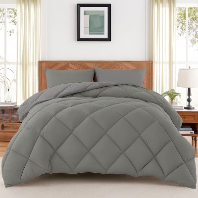 3-Piece Reversible Down Alternative Comforter Set – Solid Comforter with Pillowcases Ultra Soft Microfiber Bedding - Lux Decor Collation