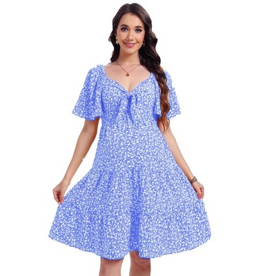 Women's Knotted Knee Length Wrap Baby Shower Dress