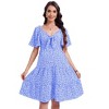 Women's Floral Knotted Ruffle Hem Knee Length Wrap Baby Shower Dress - 3 of 3