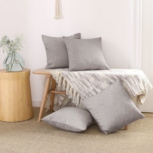 Deconovo 4 Pack Faux Linen Pillow Covers with Hidden Zipper - 1 of 4