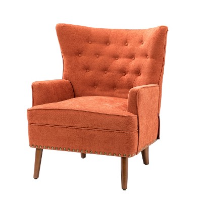 Thessaly Transitional Wooden Upholstery Armchair With Button-tufted And ...