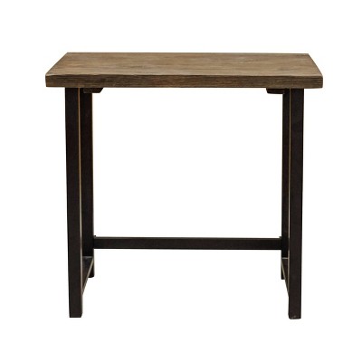 Compact Rustic Industrial Black and Wood Desk