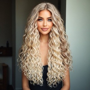 Jessie's Wig Long Women Curly 13*3.5 Synthetic Lace Wigs Highlight Honey Ash 28 Inch 1 Pc/Pack - 1 of 4