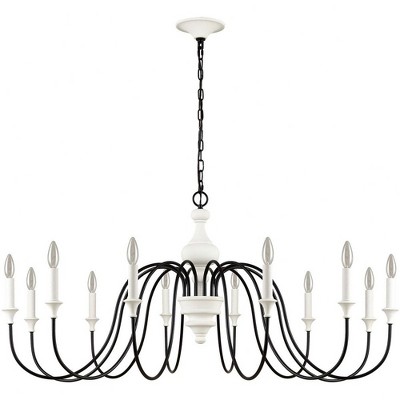Val de Loire 12-Light White and Black Metal Chandelier