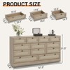 Coolmee Wood Dressers for with 12 Rattan Drawers, 61" Wide Chest of Drawers, Hallway, Wooden Closet Dressers, Modern TV Stand Dresser for 65 Inch TV - 2 of 4