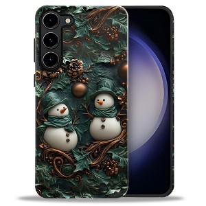 BONGEEK Case Compatible with Samsung Galaxy S23 Plus,Scratch Resistant Hybrid 2-Layer Hard Shell Bright Phone Case,Christmas Retro Snowman Green - 1 of 4