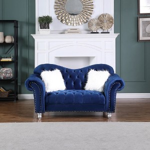 Velvet Loveseat Classic America Chesterfield Tufted Camel Back Couch - Morden Fort - 1 of 4