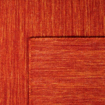 Handmade Red and Rust Wool Cotton 8' x 10' Flat Woven Rug