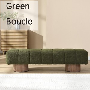 Hrinhom 64"W Upholstered Dining Stools,Benches,Ottoman, Wooden Legs,Boucle - 1 of 4