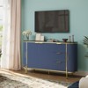 CuisinSmart Fluted Sideboard Buffet Cabinet, 60'' Wood Buffet Storage Cabinet Credenza with 3 Drawers+Adjustable Shelves for Living&Dining Room, Blue - 3 of 4