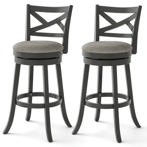 Costway Swivel Bar Stools Set of 2/4 Bar Height Chairs with Hollow Back  Soft-padded Seat Grey - image 1 of 4