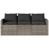 vidaXL Patio Sofa with Cushions 3-Seater Gray Poly Rattan - 4 of 4