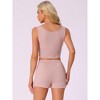 INSPIRE CHIC Women's Ribbed Knit Casual Crop Tank Top with Shorts Sleeveless Pajama Sets - 4 of 4