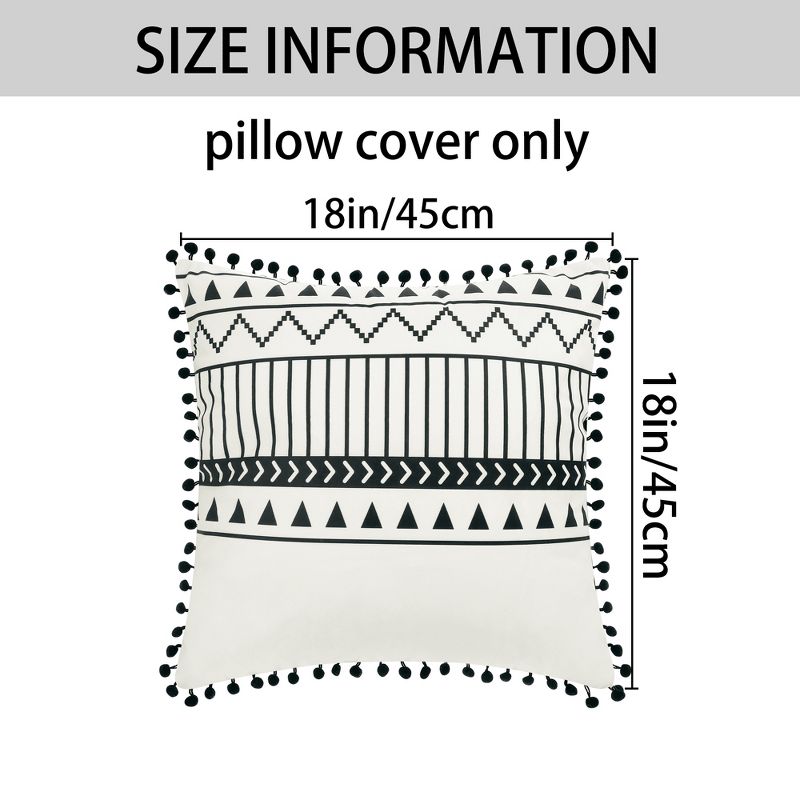 Unique Bargains Decorative Geometric Line Pattern Fringe Pompoms Throw Pillow Covers 2 Pcs, 5 of 7