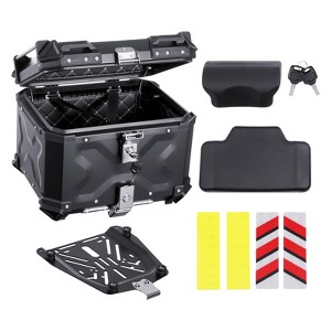 VEVOR Motorcycle Top Case, 45L Waterproof Detachable Motorcycle Top Box with Lock & Back Cushion, Fit for 99% of Motorcycle Frames, Black - 1 of 4