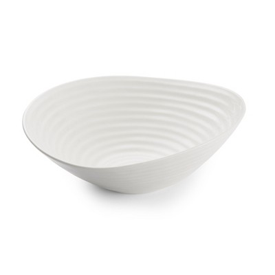 Large White Ceramic Ripple Salad Serving Bowl