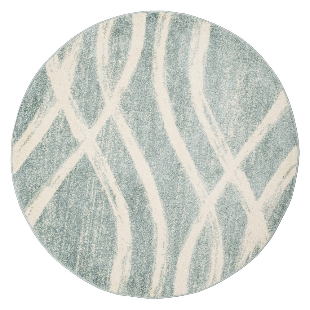 6' Wave Round Area Rug Cream/Slate - Safavieh