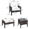 Costway 5 PCS Patio Rattan Furniture Set Sofa Ottoman Table Cushioned Yard Red - 3 of 4