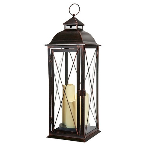 HOMCOM 2 Pack 28/20 Large Rustic Wooden Lantern Decorative,  Indoor/Outdoor Lantern for Home Décor (No Glass), Natural