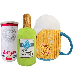 Prime Pets Plush Dog Toys, 3 Pack Crinkle Squeaky Set for Small Medium Large Dogs, Stuffed Puppy Chew Toys - 1 of 4
