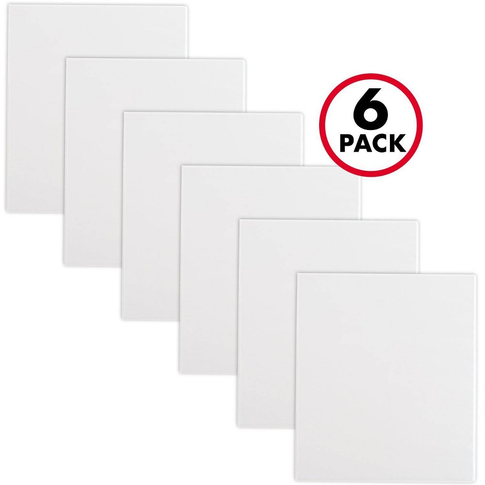 6pk 1" D Ring Binder White - up&up™: Vinyl Hard Cover, 220 Sheet Capacity, 3 Ring, 4 Internal Pockets