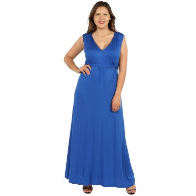 24seven Comfort Apparel Women's Plus Sleeveless Maxi Dress-royal-3x ...