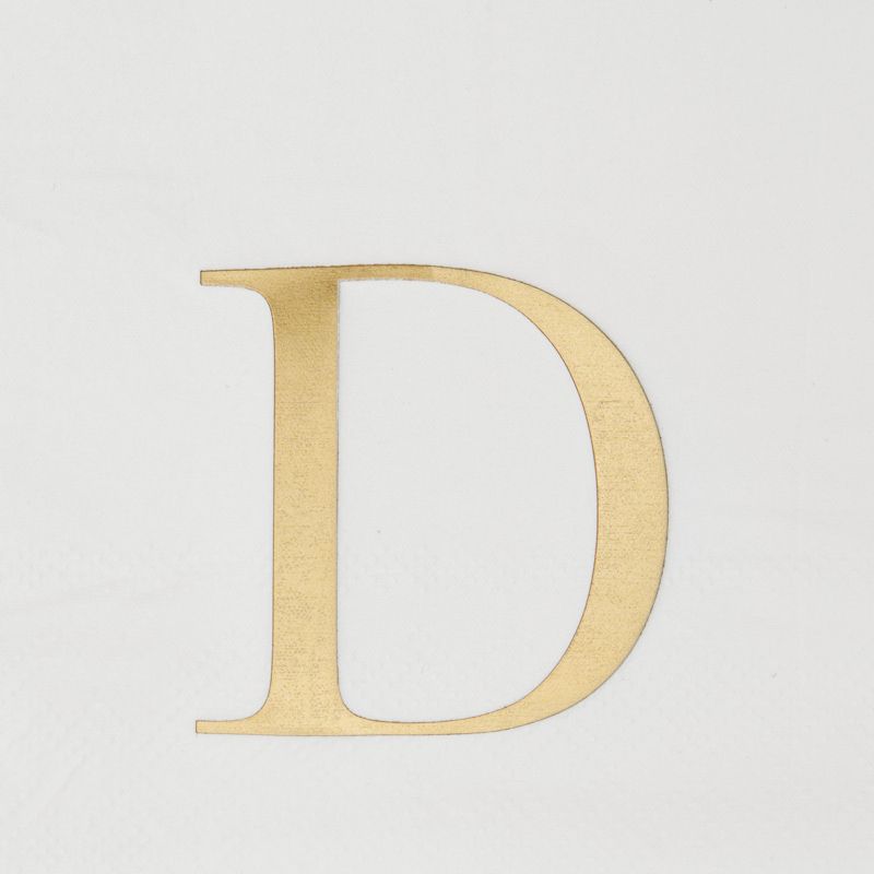 Sparkle and Bash 100 Pack Gold Foil Initial Letter D White Monogram Paper Napkins for Dinner Party, 4 x 8 In, 3 of 8