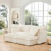 Slipcovered Sectional Sofa, 2 Seater Sofa with Removable Cover, Sofa with Convertible Ottoman, Corduroy Fabric Sectional Sofas-Cuddlewood - 2 of 4