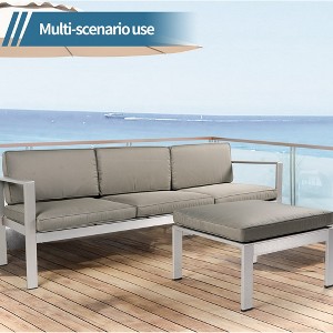 2-piece Three Person Sofa Set, All Aluminum Wide Arm 3-seater Sofa With Non-slip Mat Zipper Design,Soft Cushion Couch Set - 1 of 4