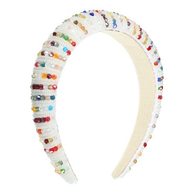 Unique Bargains Crystal Headband Rhinestone Hairband for Women Multicolored 1.2 Inch Wide 1Pcs