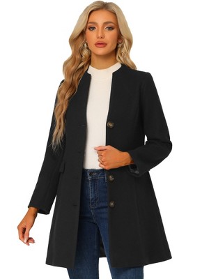 INSPIRE CHIC Women's Elegant Winter V Neck Single Breasted Long Overcoat