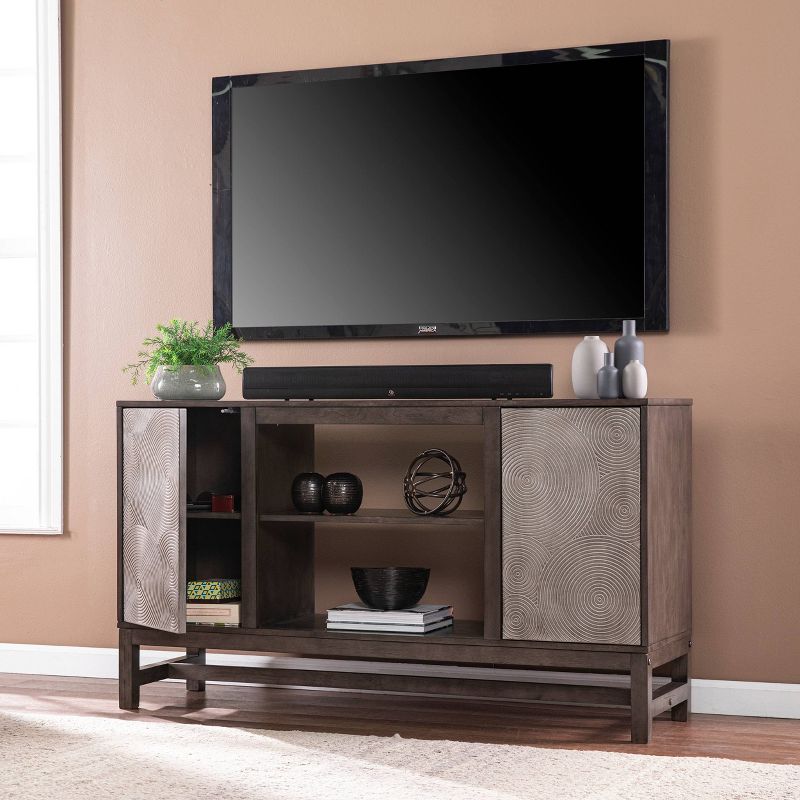 Tifchar Storage TV Stand for TVs up to Brown/Antique Silver - Aiden Lane, 4 of 13