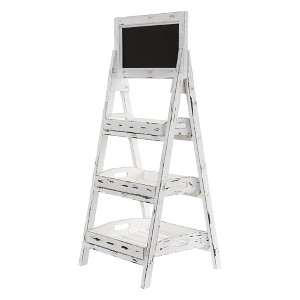 Nearly Natural 36" x 16" Wooden Farmhouse 3-Tier Stand with Chalkboard White - Freestanding Storage Rack - 1 of 4