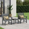 WestinTrends Malibu Outdoor Patio 3-Piece HDPE Adirondack Garden Chairs with Square Adirondack Side Table Set - 2 of 4