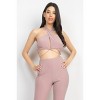 Slickblue Women's Halter Crop Top and Leggings Set, Stretch Fit, 2 Piece Outfit, Flared Pants, Black/Coco, Size S-L - 3 of 4