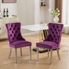 2 Piece Nailhead Ring Pull Trim Modern Kitchen Chairs,Upholstered Dining Chair, Velvet Dining Room Chairs With Solid Wood Legs, High Backrest - 4 of 4