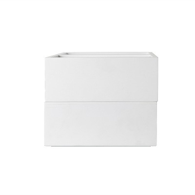 White Stackable Wooden Storage Boxes with Pullout Drawers, Set of 3