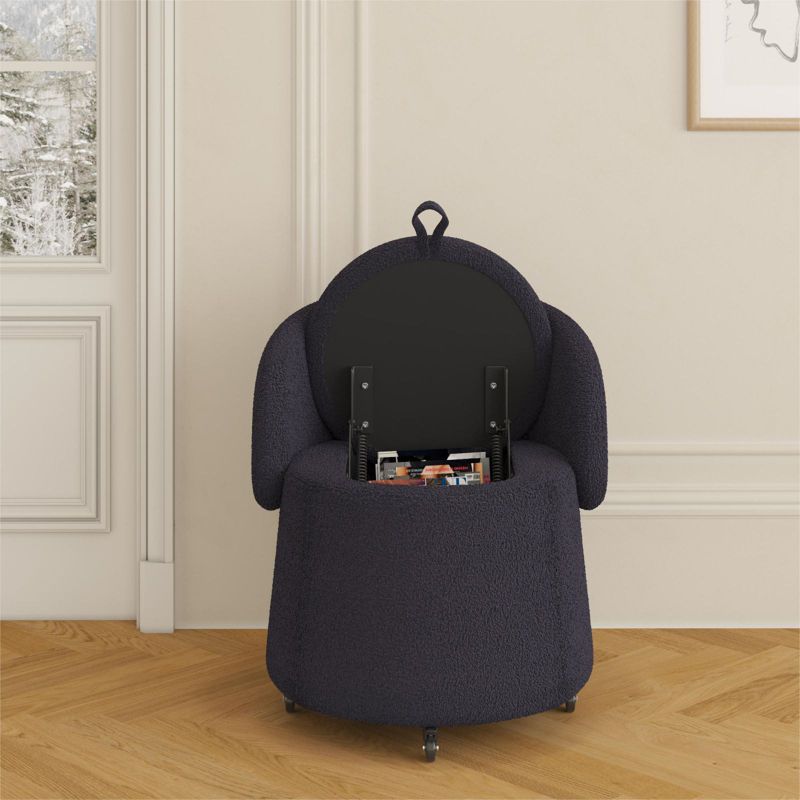 Cesar Small Teddy swivel chair,Upholstered Barrel Chair 360°Degree Swivel Side Chair with Storage,Modern Swivel Ottoman Vanity Chair-Maison Boucle, 2 of 7