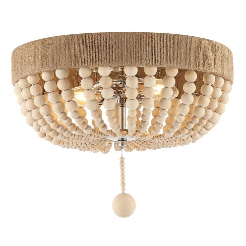 Wood bead deals flush mount light