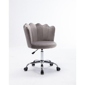 Velvet 360° Swivel Shell Chair With Metal Legs, Height Adjustable Computer Desk Chair for Living Room Office - 1 of 4