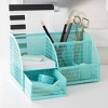 Blu Monaco Desk Organizer with Drawer - Small Metal Mesh Organizer Available in Aqua, Gold, and Pink - 4 of 4