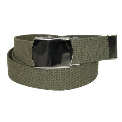 Ctm Cotton Adjustable Belt With Nickel Buckle, Olive : Target