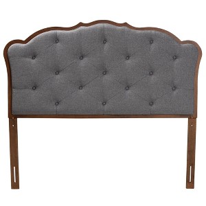 Baxton Studio King Leandra Fabric and Wood Headboard Gray/Walnut Brown: Elegant Design, 30 Day Limited Warranty - 1 of 4