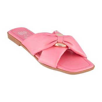 GC Shoes Perri Knotted Cross Strap Squared Toe Slide Flat Sandals