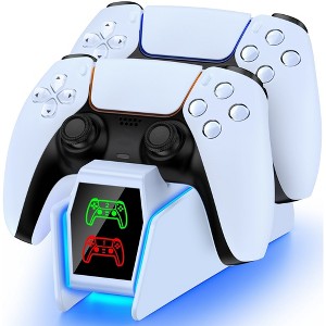 Beboncool Dual PS5 Controller Charging Dock with RGB Lights & 2 in 1 Fast Charger - 1 of 4