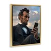 Stupell Industries Abe Lincoln with Cellphone Black Framed Floater Canvas Wall Art - 3 of 4